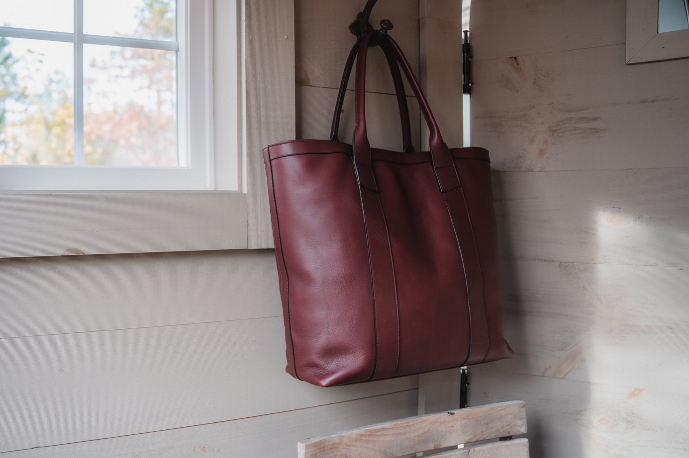 Tall leather tote bag sale